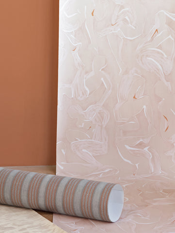 The Lawns Wallpaper. Figures in Blush.