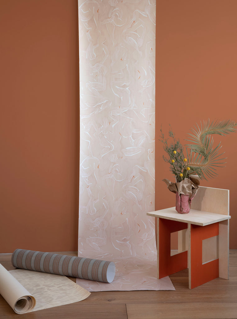 The Lawns Wallpaper. Figures in blush.