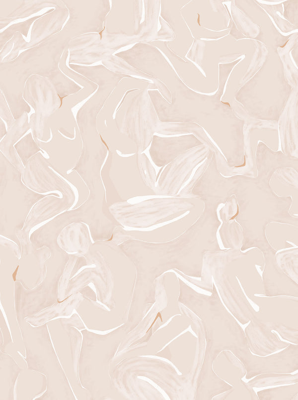 The Lawns Wallpaper. Figures in Blush.