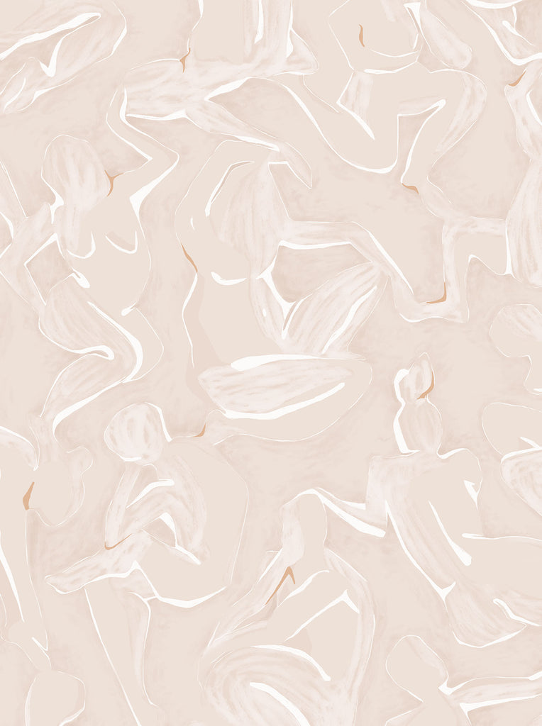 The Lawns Wallpaper. Figures in Blush.