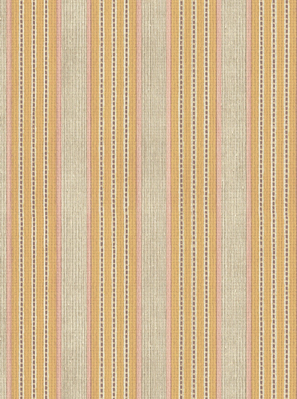 The Lawns Wallpaper. Lucia Stripe Paperweave in Ochre.